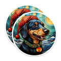 (2 Pack) Christmas Dachshund Magnets - Holiday Wiener Dog Decor - Winter Pet Animal Art for Dog Lovers - 5 Inches On Longest Side - Thick Durable Magnet - Made in USA - MAG25940