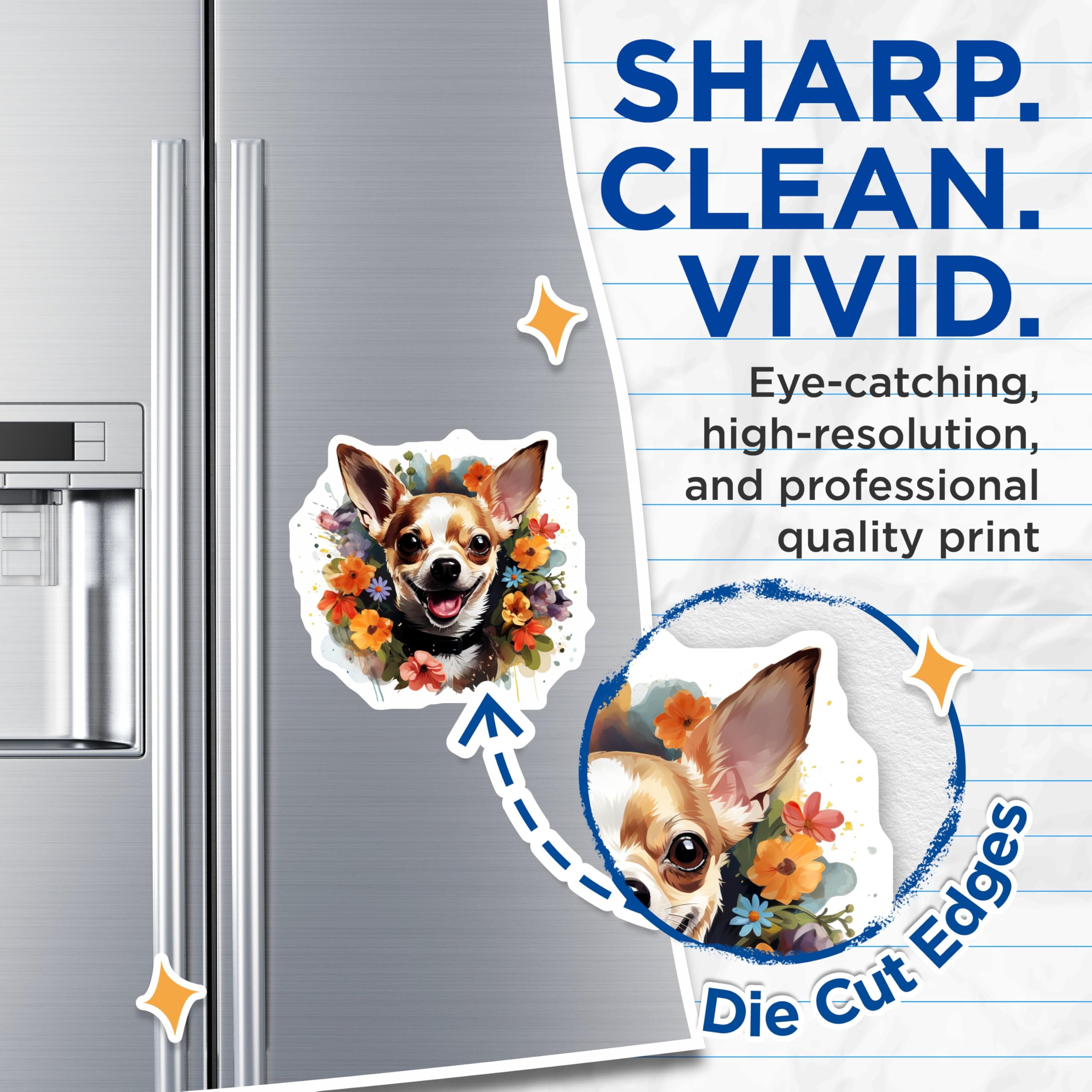 (2 Pack) Chihuahua Magnets - Dog Lover Decor - Floral Pet Art - Cute Dog Art - Animal Refrigerator Magnets - 5 Inches On Longest Side - Thick Durable Magnet - Made in USA - MAG26598