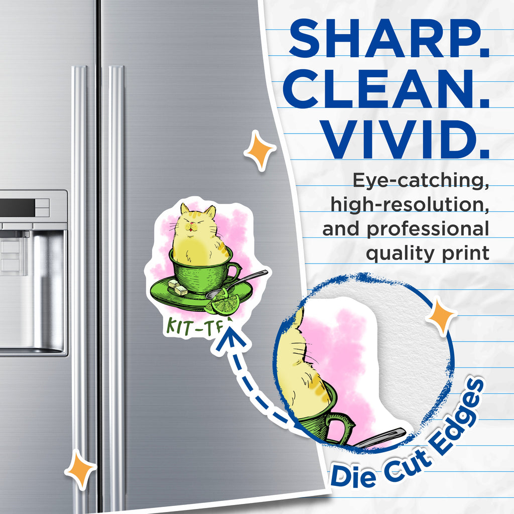 (2 Pack) Kit-Tea Cat Magnets - Cute Pet Owner Refrigerator Decor - Funny Animal Tea Lover Kitchen Accessory - 5 Inches On Longest Side - Thick Durable Magnet - Made in USA - MAG37642