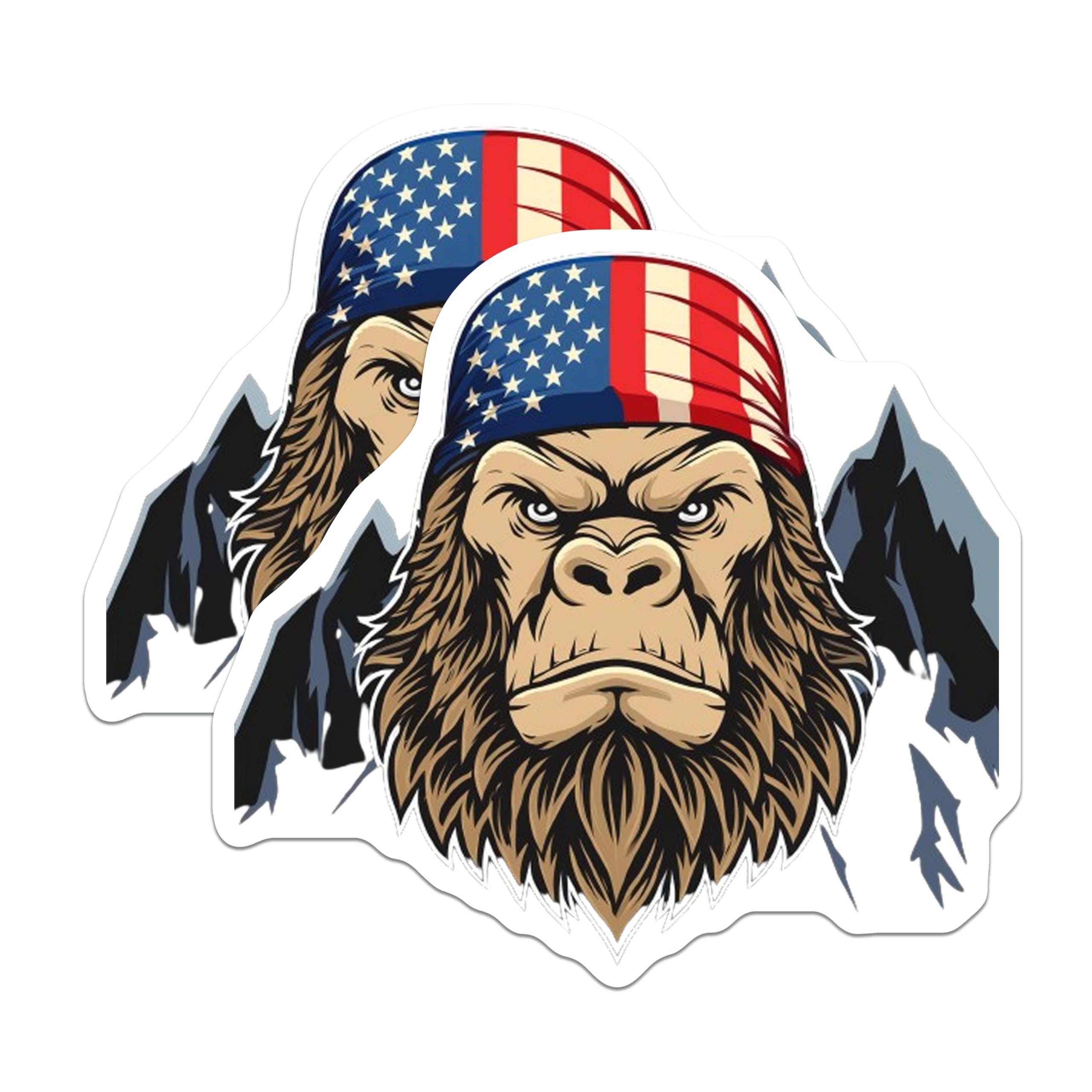 (2 Pack) Bigfoot Magnets - American Flag Bandana Sasquatch - Patriotic Mountain Decor - 5 Inches On Longest Side - Thick Durable Magnet - Made in USA - MAG20303