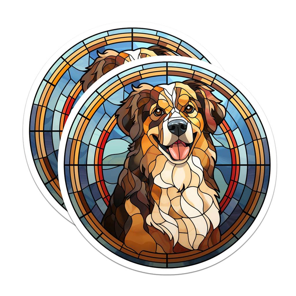(2 Pack) Bernese Mountain Dog Magnets - Stained Glass Art Dogs - Australian Shepherd Decor - Pet Owners Fridge Magnets - 5 Inches On Longest Side - Thick Durable Magnet - Made in USA - MAG37724