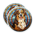 (2 Pack) Bernese Mountain Dog Magnets - Stained Glass Art Dogs - Australian Shepherd Decor - Pet Owners Fridge Magnets - 5 Inches On Longest Side - Thick Durable Magnet - Made in USA - MAG37724