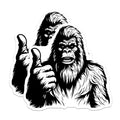 (2 Pack) Gorilla Thumbs Up Stickers - Powerful Ape Decal - Positive Energy - Animal Lover - Primate Art - 5" On Longest Side - Sticks to Smooth Flat Surfaces - Made in USA - BMCS20330