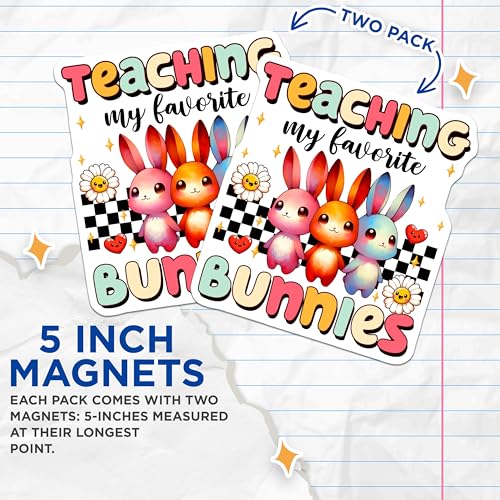 (2 Pack) Teaching My Favorite Bunnies Magnets - Classroom Decor - 5" On Longest Side - for Cars, Fridges, Toolboxes - Made in USA - MAG8137