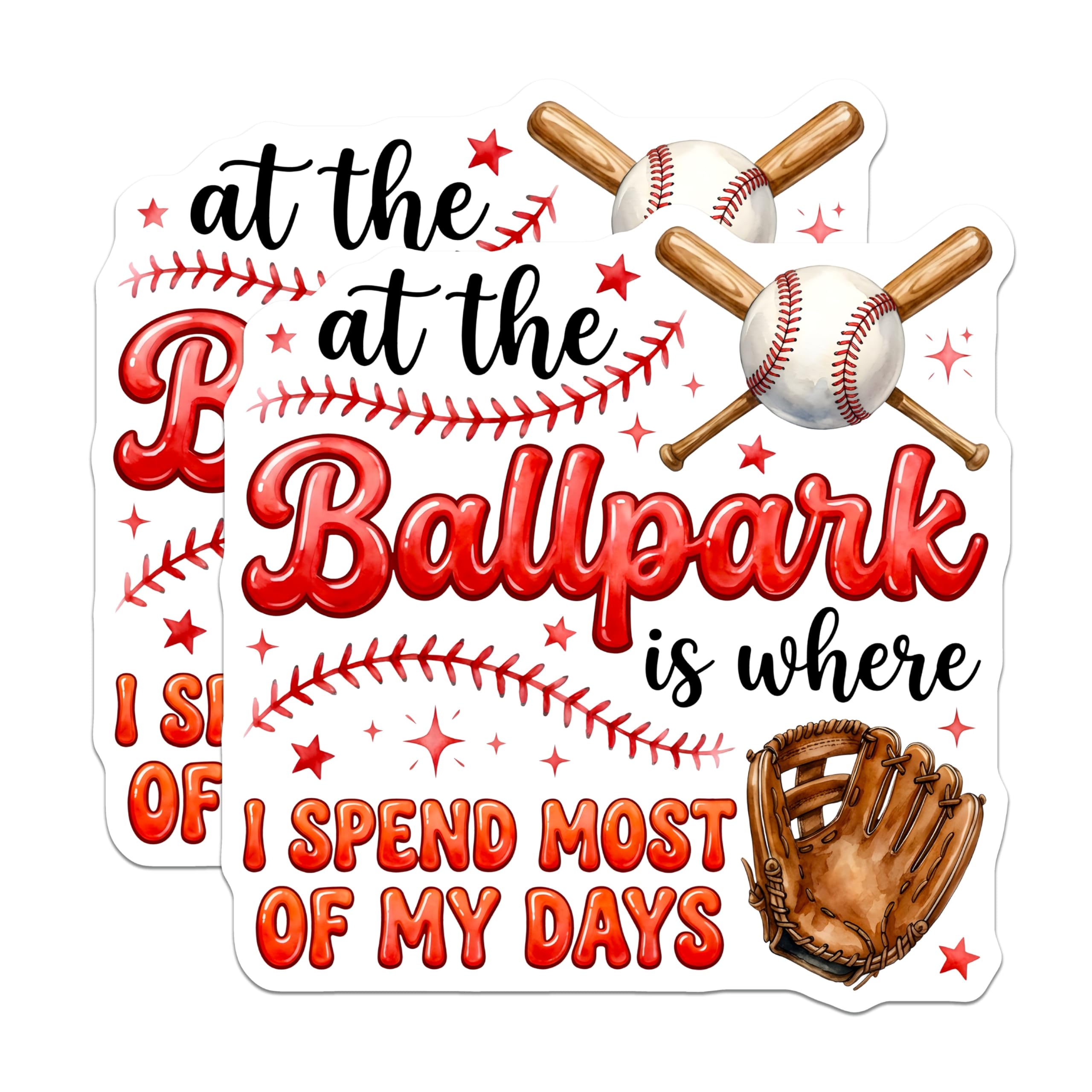 (2 Pack) Ballpark Baseball Magnets - Baseball Mom Dad Decor - Game Day Fridge Accessories - 5 Inches On Longest Side - Thick Durable Magnet - Made in USA - MAG27484