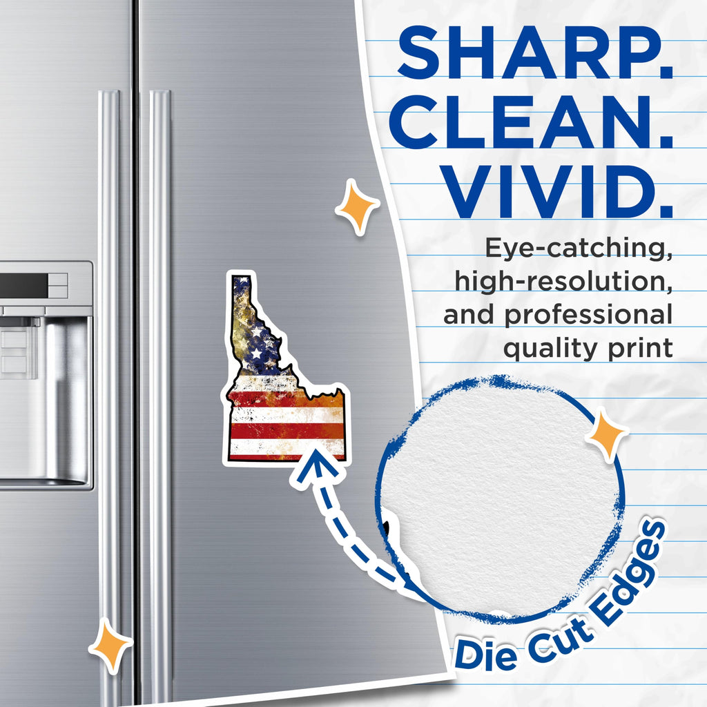 (2 Pack) Idaho State Flag Magnets - American Flag Art - Patriotic Idaho Souvenir - 5" On Longest Side - Premium Magnet - for Cars, Refrigerators, Toolboxes, Lockers - Made in USA - MAG18099