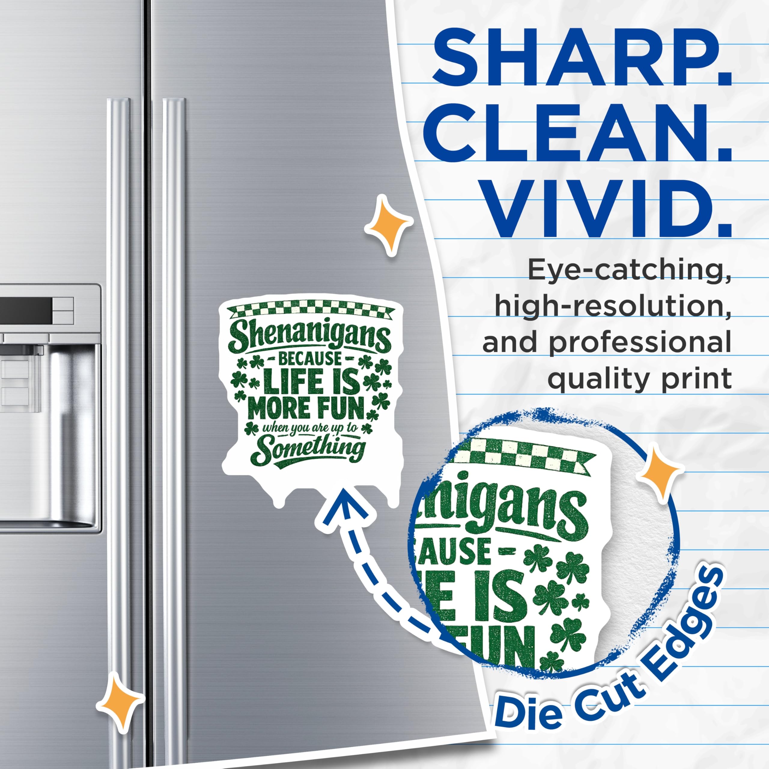 (2 Pack) Shenanigans Magnets - St Patricks Day Decor - Funny Irish Quote - Life More Fun Saying - Shamrock Fridge Magnet - 5 Inches On Longest Side - Thick Durable Magnet - Made in USA - MAG22538