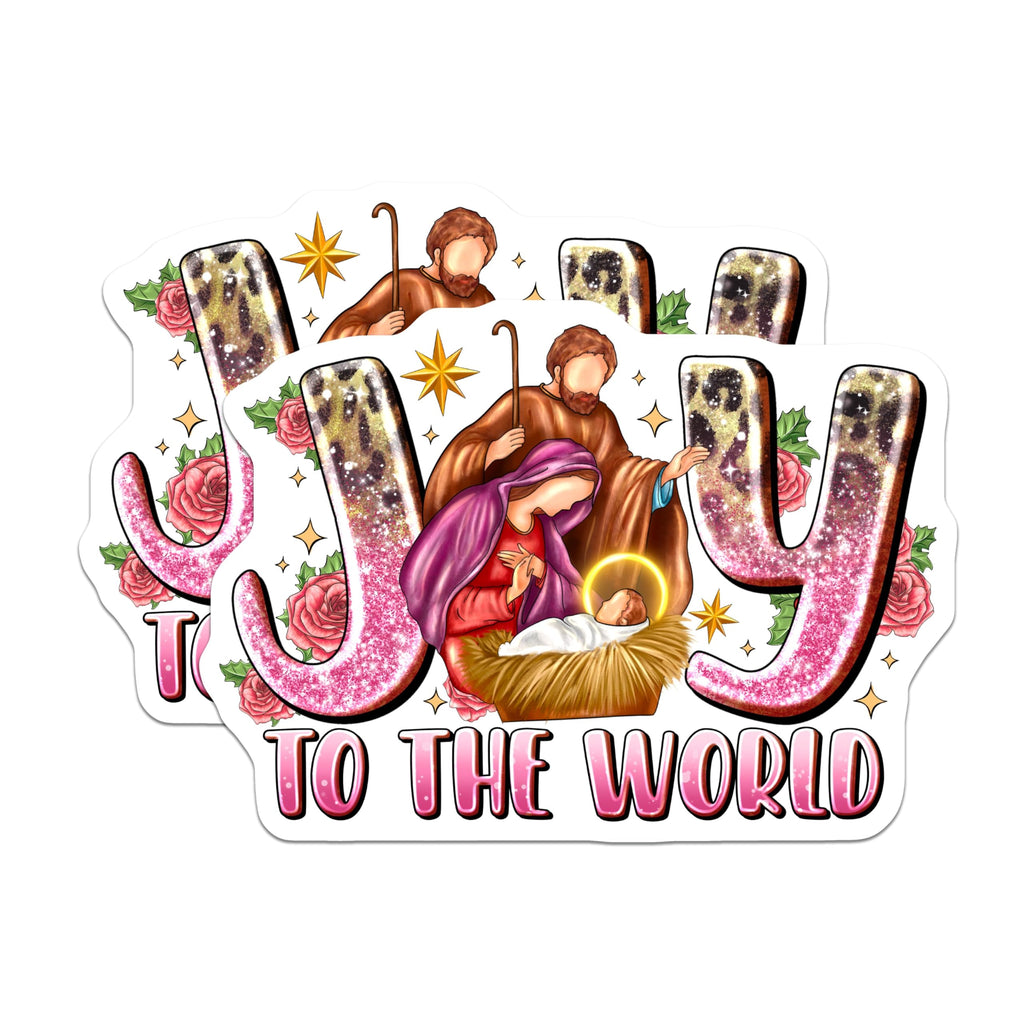 (2 Pack) Joy to the World Magnets - Christmas Nativity Scene - Holy Family Joseph Mary Jesus - Christian Religious Decor - 5 Inches On Longest Side - Thick Durable Magnet - Made in USA - MAG24877