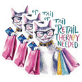 (3 Pack) Retail Therapy Cat Decals - Shopping Lover - Funny Feline - 3 Inches On Longest Side - Easy Peel & Apply - Made in USA - 3MCS7319