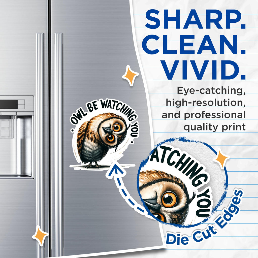 (2 Pack) Owl Be Watching You Magnets - Cute Owl Magnets - Owl Kitchen Decor Magnets - Funny Animal Magnets- 5" On Longest Side - for Fridges, Toolboxes, Cars - Made in USA - MAG2648