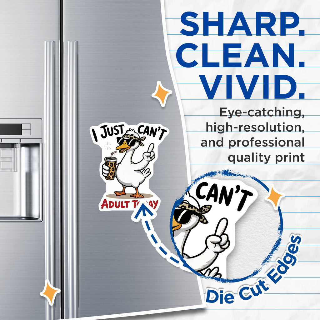 (2 Pack) I Just Can't Adult Today Magnets - Funny Goose Quote - Sarcastic Humor Refrigerator Accents - 5 Inches On Longest Side - Thick Durable Magnet - Made in USA - MAG38683