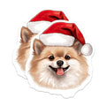 (2 Pack) Pomeranian Christmas Magnets - Santa Hat Dog - Holiday Pet Decor - 5 Inches On Longest Side - Thick Durable Magnet - Made in USA - MAG25644