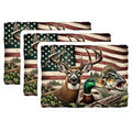 (3 Pack) Hunting Fishing Decals - USA Flag - Deer Duck Bass Sticker - 3 Inches On Longest Side - Easy Peel & Apply - Made in USA - 3MCS7417