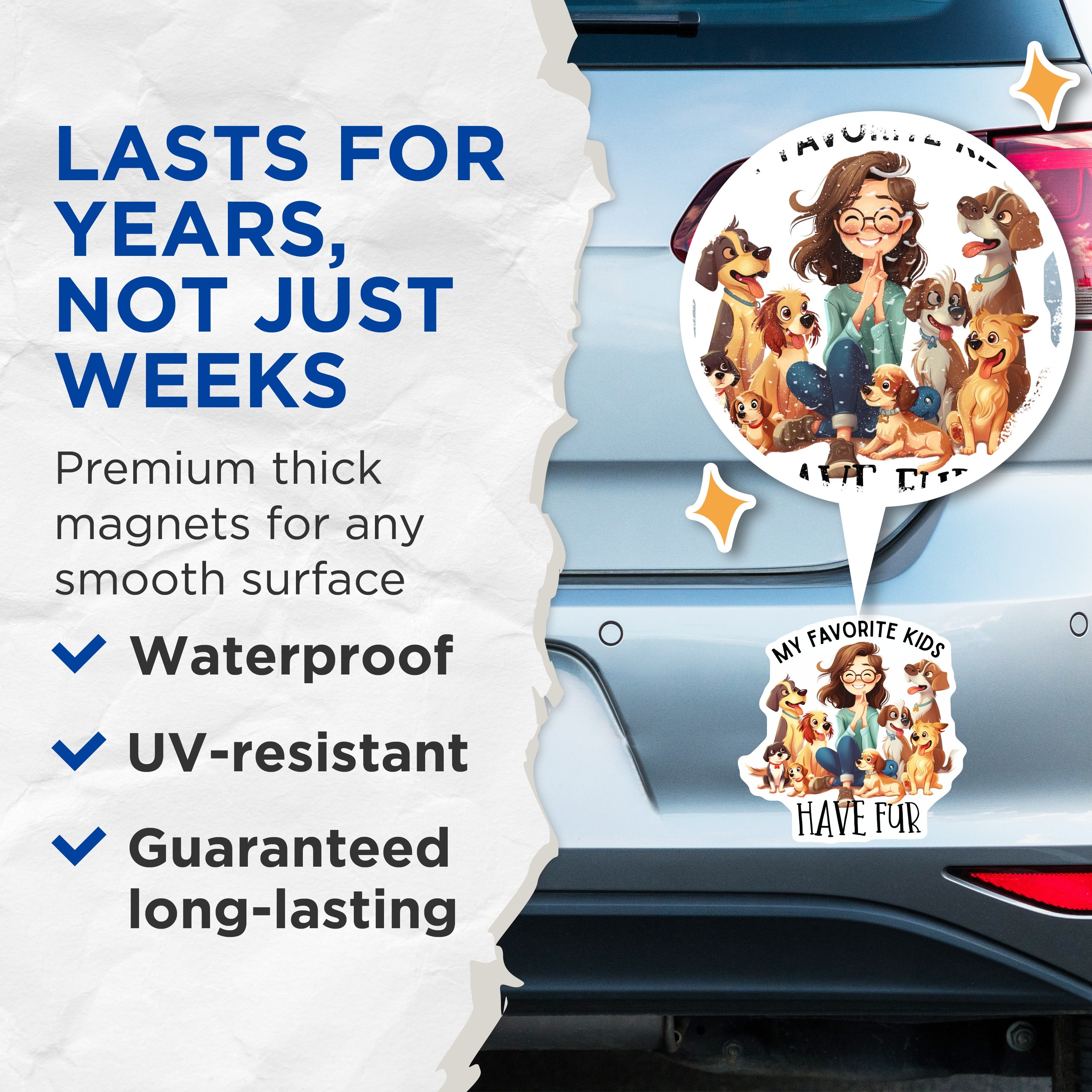 (2 Pack) My Favorite Kids Have Fur Magnets - Dog Mom Refrigerator Decor - Pet Parent Kitchen Item - 5 Inches On Longest Side - Thick Durable Magnet - Made in USA - MAG39142