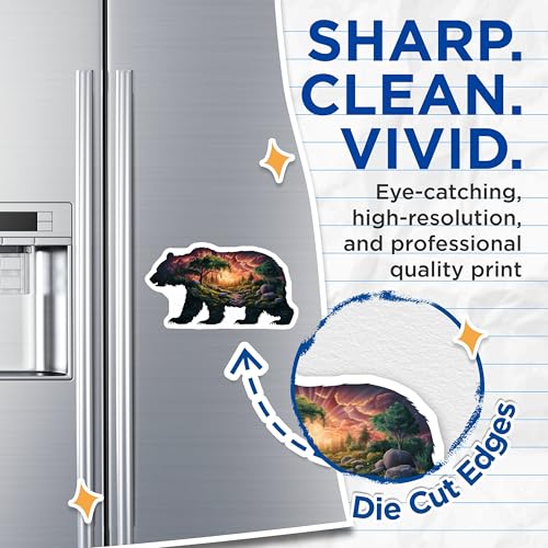 (2 Pack) Bear Silhouette Nature Scene Magnets - Wildlife Animal Magnet - Scenic Forest Landscape Magnets - 5" On Longest Side - for Cars, Fridges, Toolboxes - Made in USA - MAG7071
