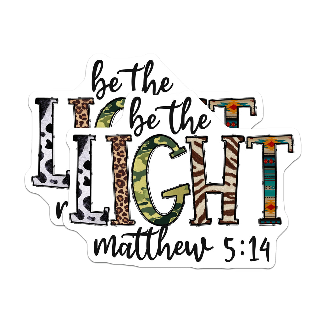 (2 Pack) Be The Light Matthew 5:14 Magnets - Christian Bible Verse Faith Decor - Inspirational Animal Print Western Boho - 5 Inches On Longest Side - Thick Durable Magnet - Made in USA - MAG27664