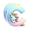 (2 Pack) Unicorn Letter C Magnets - Alphabet Initial - Cute Fridge Decor - 5" On Longest Side - Premium Magnet - for Cars, Refrigerators, Toolboxes, Lockers - Made in USA - MAG15696