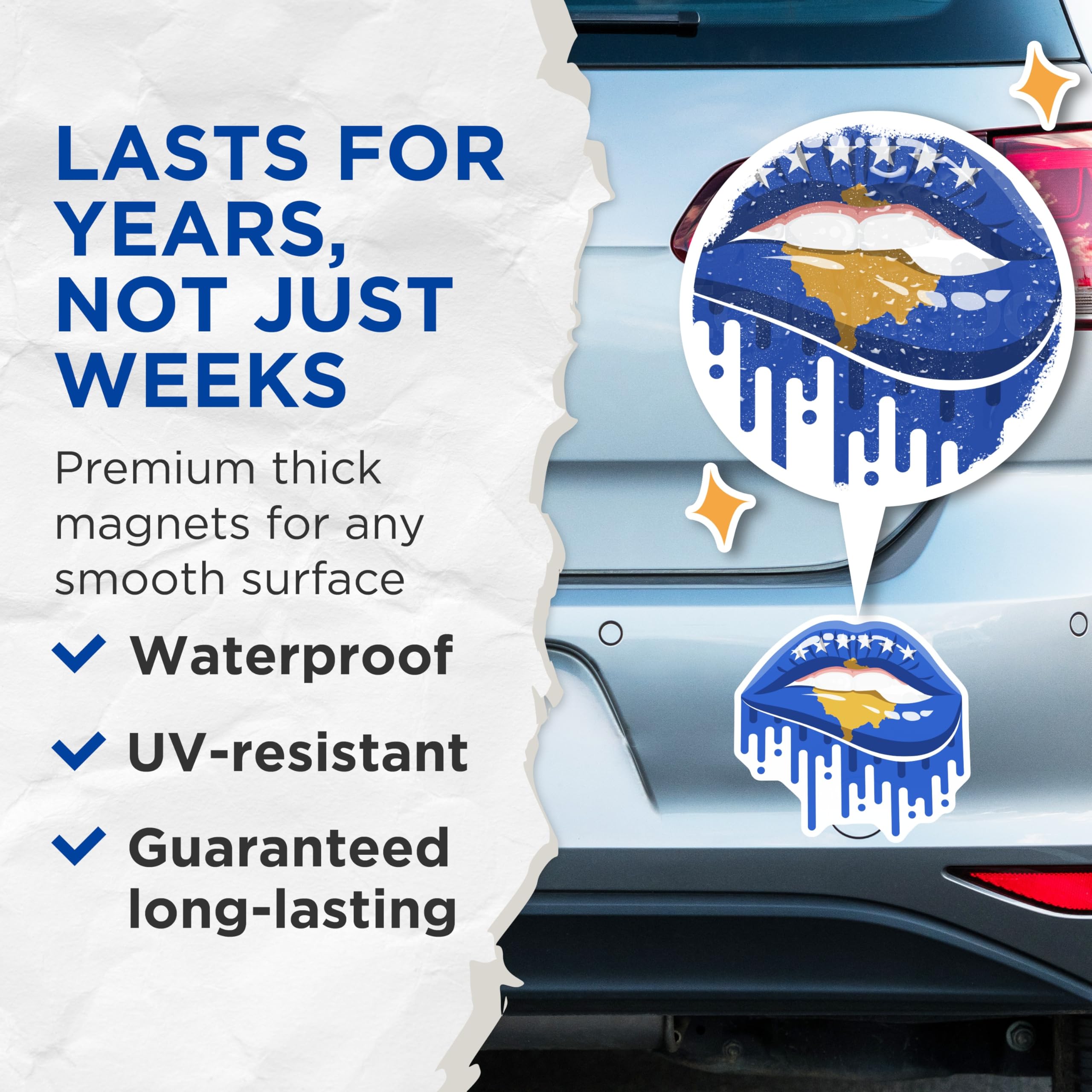 (2 Pack) Kosovo Lips Magnets - Kosovo Flag - Unique Fridge Magnets - 5" On Longest Side - Premium Magnet - for Cars, Refrigerators, Toolboxes, Lockers - Made in USA - MAG17540