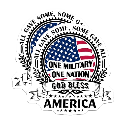 (2 Pack) Military One Nation Stickers - God Bless America - 5" On Longest Side - Sticks to Smooth Flat Surfaces - Made in USA - BMCS8817 - BMCS8817