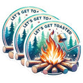 (3 Pack) Lets Get Toasted Decals - Campfire Marshmallow Stickers - Laptop Water Bottle Decals- 3 Inches On Longest Side - Easy Peel & Apply - Made in USA - 3MCS5787