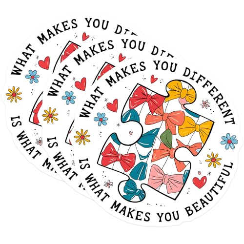 (3 Pack) Puzzle Piece Decals - What Makes You - Beautiful Decal - Laptop Decal - 3 Inches On Longest Side - Easy Peel & Apply - Made in USA - 3MCS7935