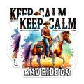 (2 Pack) Keep Calm and Ride On Magnets - Cowboy Horse - Western Theme Decor - 5" On Longest Side - for Cars, Fridges, Toolboxes - Made in USA - MAG6730