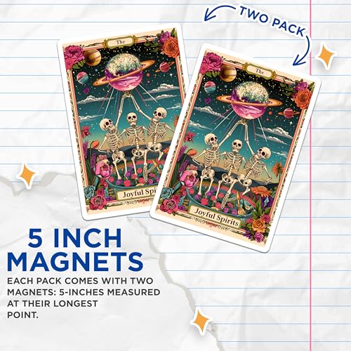 (2 Pack) Retro Skeleton Decor Magnet - 5" On Longest Side - Sticks to Smooth Flat Surfaces - Made in USA - MAG10006