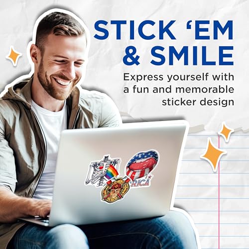 (2 Pack) Skeleton LGBTQ Pride Stickers - Rainbow Flag Stickers - Love and Equality Decals - 5" On Longest Side - Sticks to Smooth Flat Surfaces - Made in USA - BMCS7217
