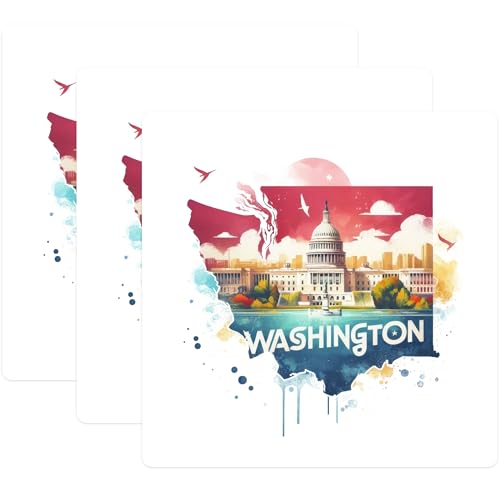 (3 Pack) Washington DC Decals - Capitol Building - USA Travel Decals - 3 Inches On Longest Side - Easy Peel & Apply - Made in USA - 3MCS4325