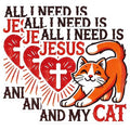 (3 Pack) Jesus and My Cat Decals - Christian Cat Lover - Religious Laptop Decal - 3 Inches On Longest Side - Easy Peel & Apply - Made in USA - 3MCS0964