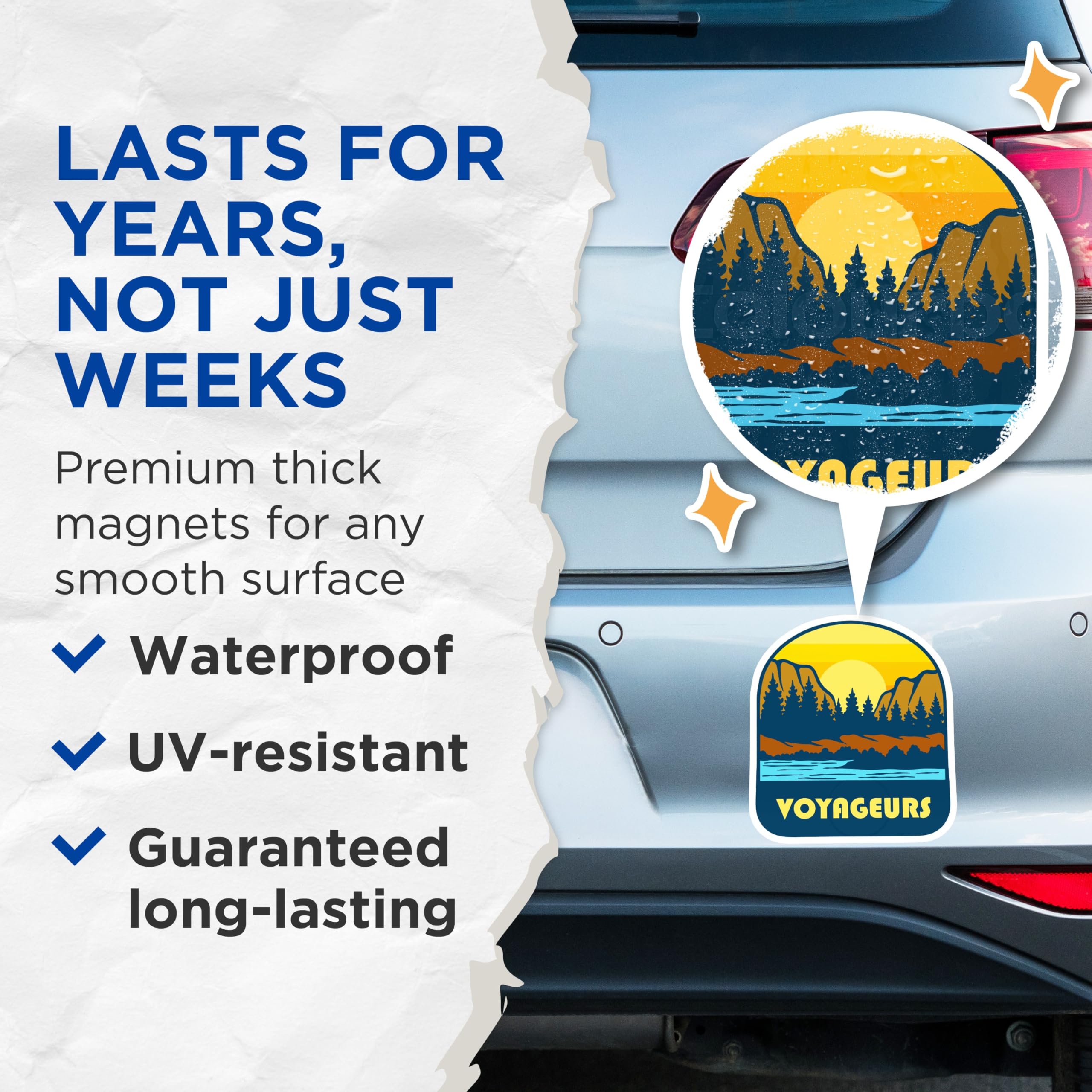 (2 Pack) Voyageurs Magnets - National Park Décor - Outdoorsy Adventure Art - 5" On Longest Side - Premium Magnet - for Cars, Refrigerators, Toolboxes, Lockers - Made in USA - MAG18065