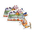 (2 Pack) Massachusetts State Sticker - New England Travel Sticker - Fall Aesthetic Sticker - 5" On Longest Side - Sticks to Smooth Flat Surfaces - Made in USA - BMCS6279