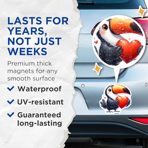 (2 Pack) Toucan Heart Magnets - Cute Bird Lover - Animal Fridge Magnets - 5" On Longest Side - for Cars, Fridges, Toolboxes - Made in USA - MAG3677