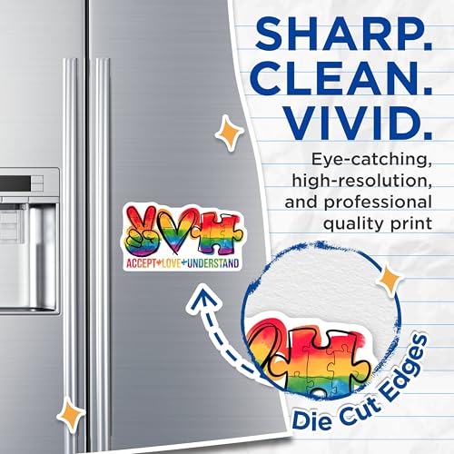 (2 Pack) Autism Awareness Magnet - Pride Ribbon - 5" On Longest Side - Sticks to Smooth Flat Surfaces - Made in USA - MAG10058