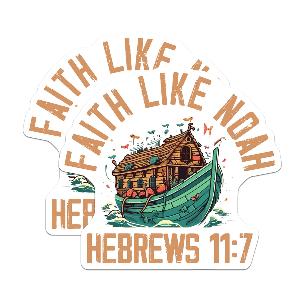 (2 Pack) Noahs Ark Refrigerator Magnets - Faith Like Noah Hebrews 11 7 - Christian Bible Art - 5 Inches On Longest Side - Thick Durable Magnet - Made in USA - MAG29466