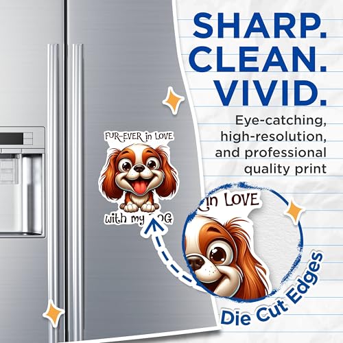 (2 Packs) Fur-Ever in Love with My Dog Magnets - Cute Funny Dog Magnets - 5 Inches On Longest Side - Premium Magnet - for Fridges, Toolboxes, Cars - Made in USA - MAG2406