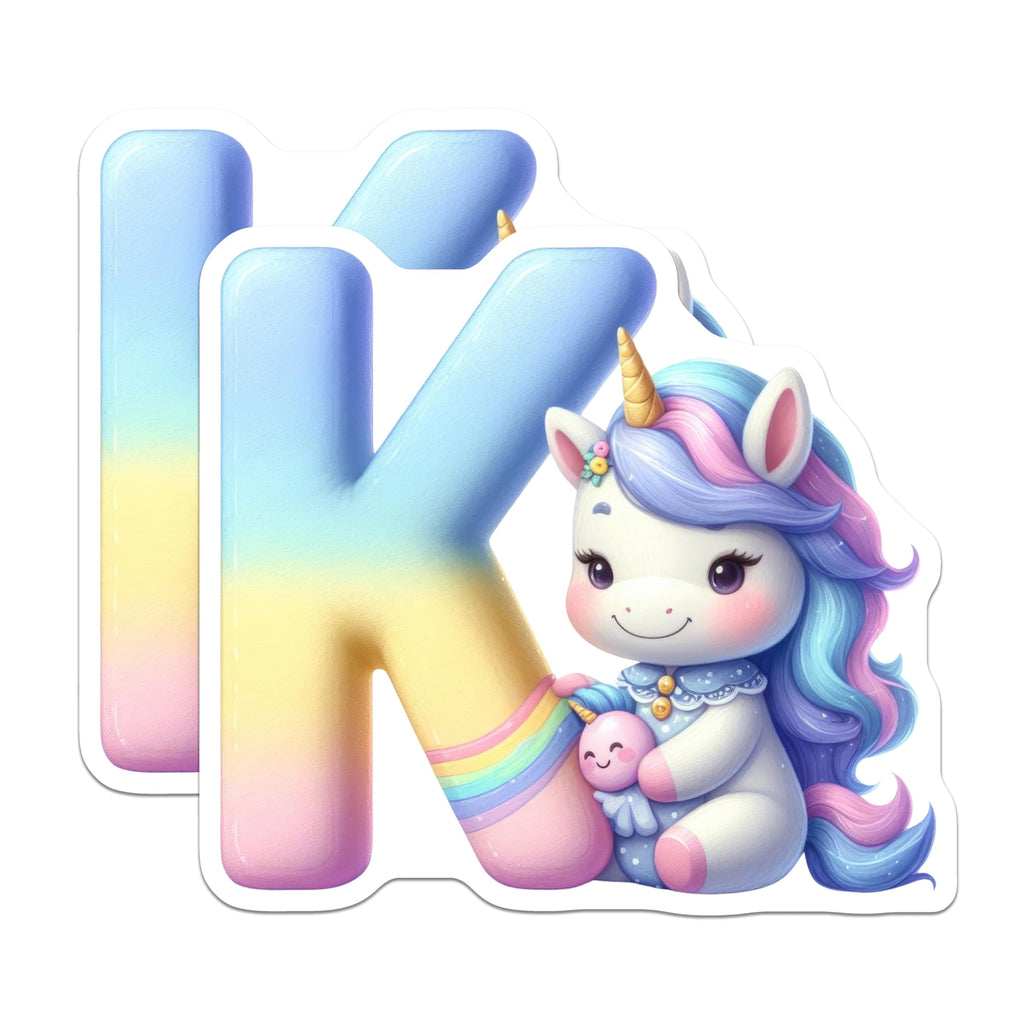 (2 Pack) Unicorn Letter K Magnets - Cute Initial Decor - Alphabet Refrigerator Art - 5" On Longest Side - Premium Magnet - for Cars, Refrigerators, Toolboxes, Lockers - Made in USA - MAG14779