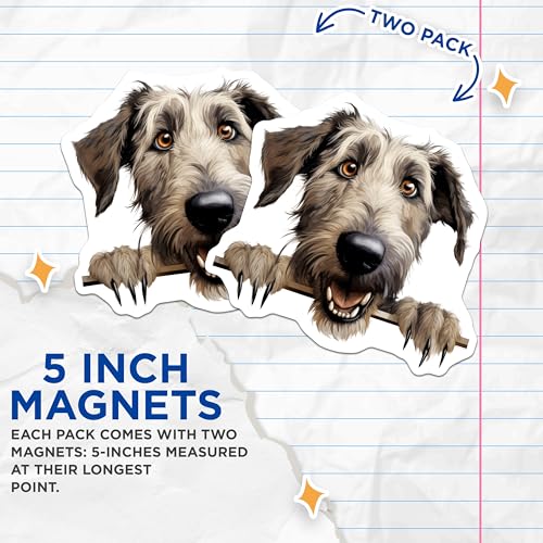 (2 Pack) Dog Art Decor Magnet - 5" On Longest Side - Sticks to Smooth Flat Surfaces - Made in USA - MAG10203