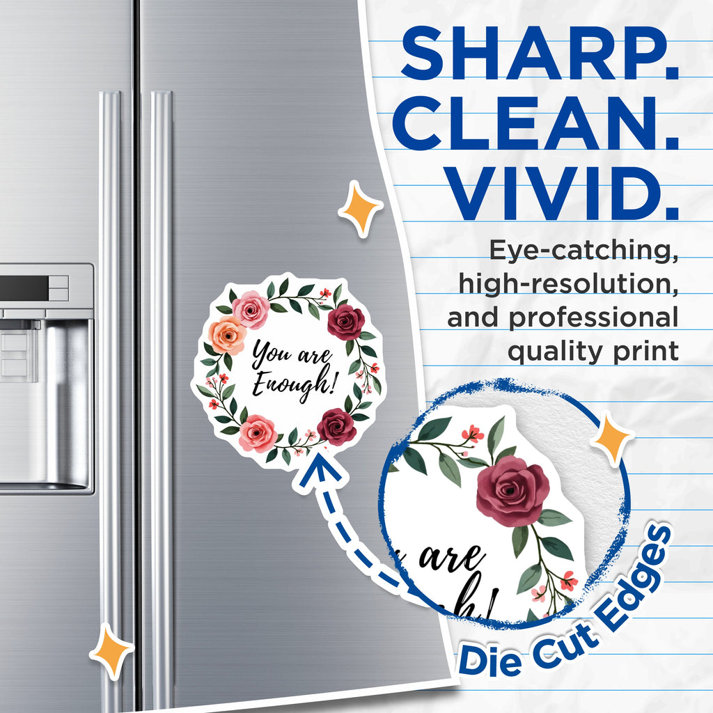 (2 Pack) You are Enough Magnets - Motivational Quote - Floral Inspirational Decor for Refrigerator - Self Love Affirmation - 5 Inches On Longest Side - Thick Durable Magnet - Made in USA - MAG36116