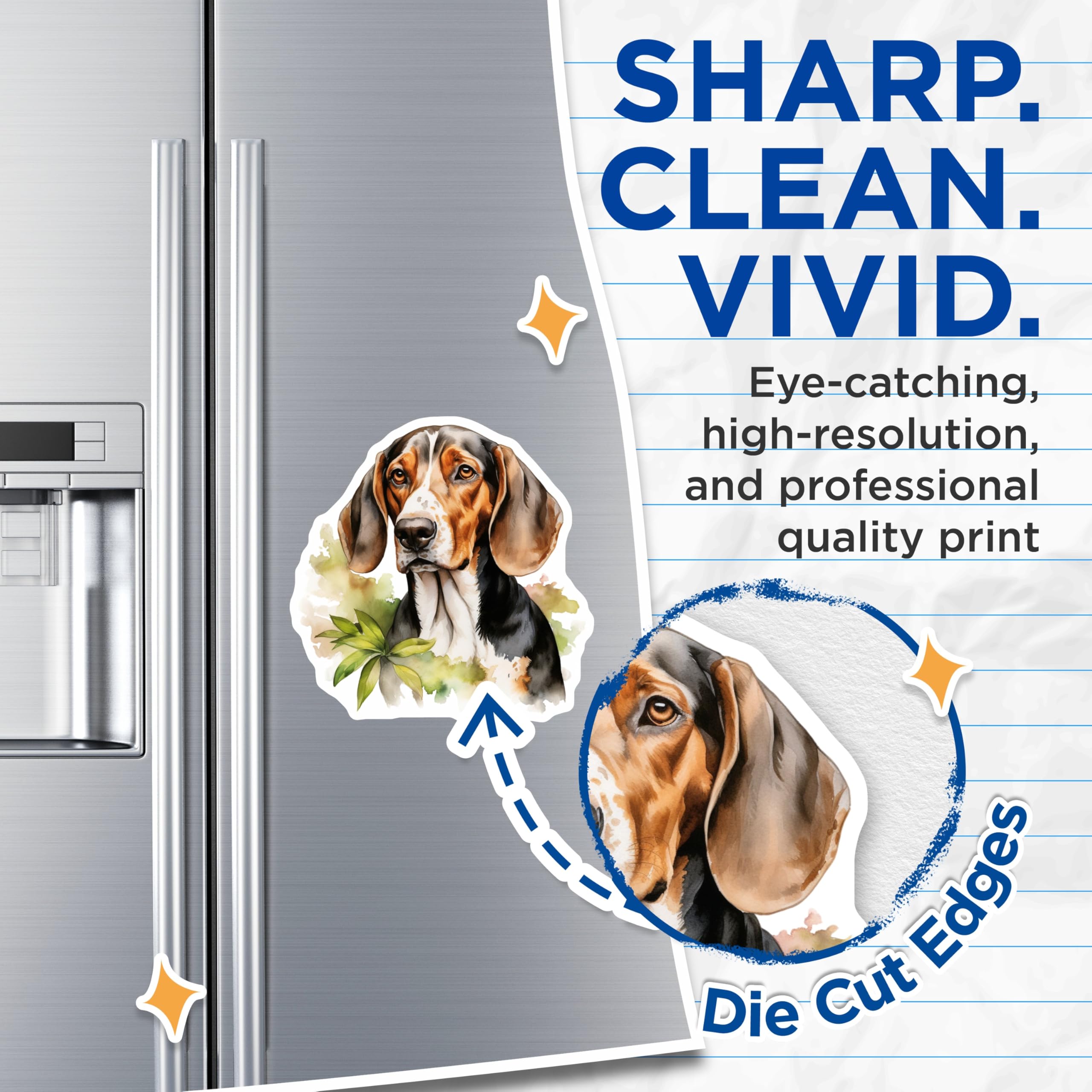 (2 Pack) Basset Hound Magnets - Watercolor Pet Illustration - Canine Lover Decor - 5 Inches On Longest Side - Thick Durable Magnet - Made in USA - MAG25413