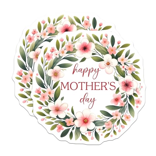 (2 Pack) Happy Mother's Day Magnets - Floral Mother's Day Decor - 5" On Longest Side - for Cars, Fridges, Toolboxes - Made in USA - MAG8191