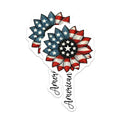 (2 Pack) American Flag Flower Stickers - Patriotic Sunflower - USA Flag Decal - 5" On Longest Side - Sticks to Smooth Flat Surfaces - Made in USA - BMCS7870