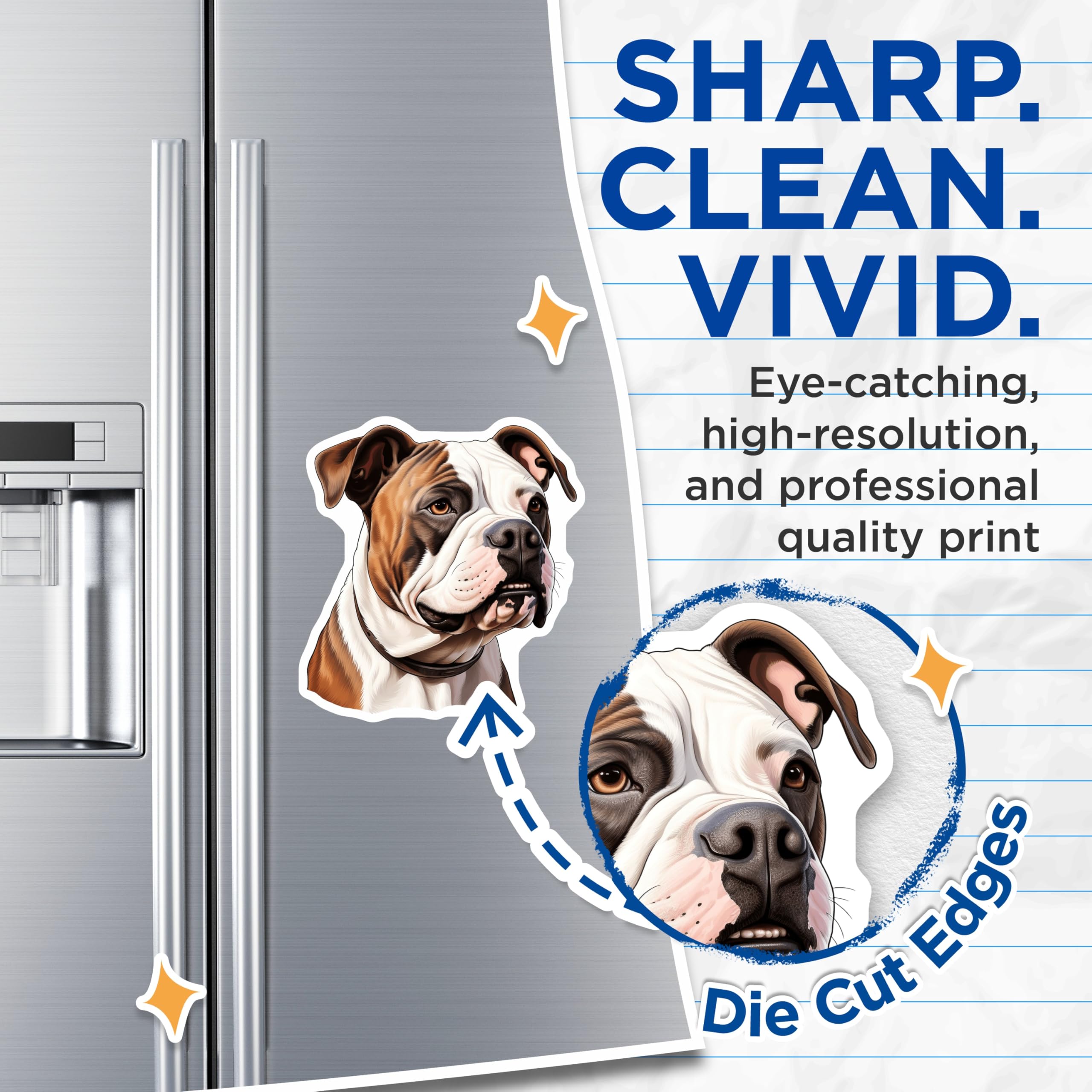 (2 Pack) American Bulldog Magnets - Dog Breed Refrigerator Decor - Canine Home Kitchen Accent - 5 Inches On Longest Side - Thick Durable Magnet - Made in USA - MAG24523