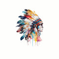 (3 Pack) Native American Decals - Watercolor Chief - Laptop Decal Stickers - 3 Inches On Longest Side - Easy Peel & Apply - Made in USA - 3MCS7778