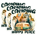 (3 Pack) Camping is My Happy Place Decals - RV Camper Stickers - Outdoor Adventure Decal - 3 Inches On Longest Side - Easy Peel & Apply - Made in USA - 3MCS1681
