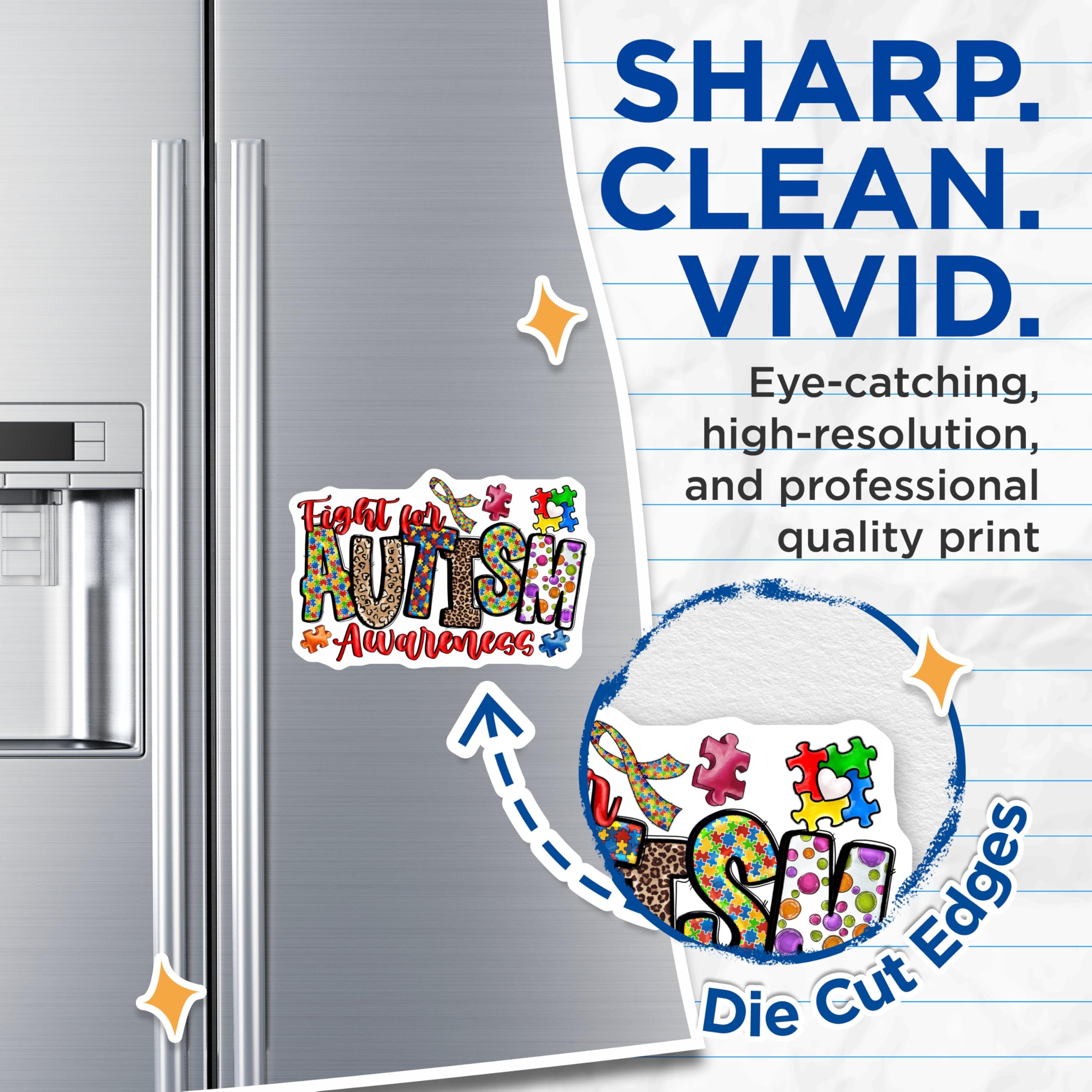 (2 Pack) Autism Awareness Magnets - Puzzle Piece Neurodiversity Support - Special Needs Advocate Refrigerator Magnets - 5 Inches On Longest Side - Thick Durable Magnet - Made in USA - MAG28622