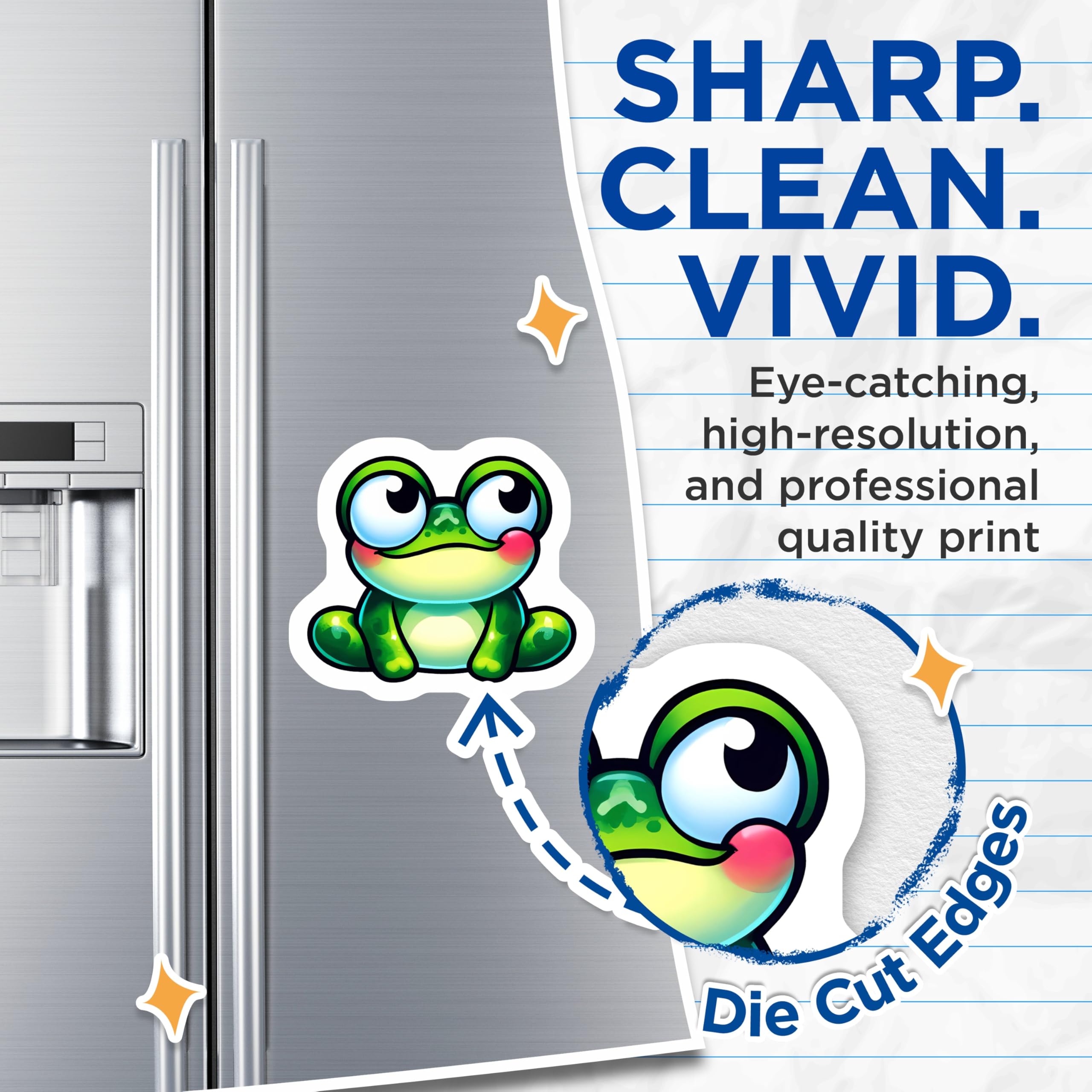 (2 Pack) Big Eyed Frog Magnets - Cute Kawaii Amphibian Refrigerator Decor - Funny Animal Locker Accent Art - 5 Inches On Longest Side - Thick Durable Magnet - Made in USA - MAG21139