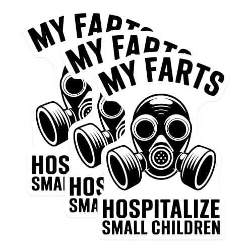 (3 Pack) My Farts Decals - Gas Mask - Funny Offensive Sarcastic Humor Decals - 3 Inches On Longest Side - Easy Peel & Apply - Made in USA - 3MCS4370