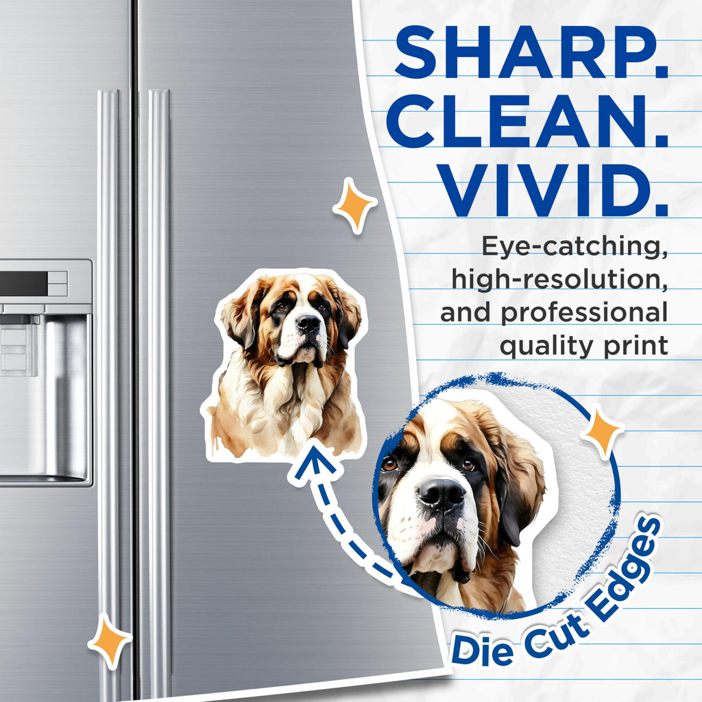 (2 Pack) Saint Bernard Dog Magnets - Pet Lover Decor - Refrigerator Home Accessories - 5" On Longest Side - Premium Magnet - for Cars, Refrigerators, Toolboxes, Lockers - Made in USA - MAG15558