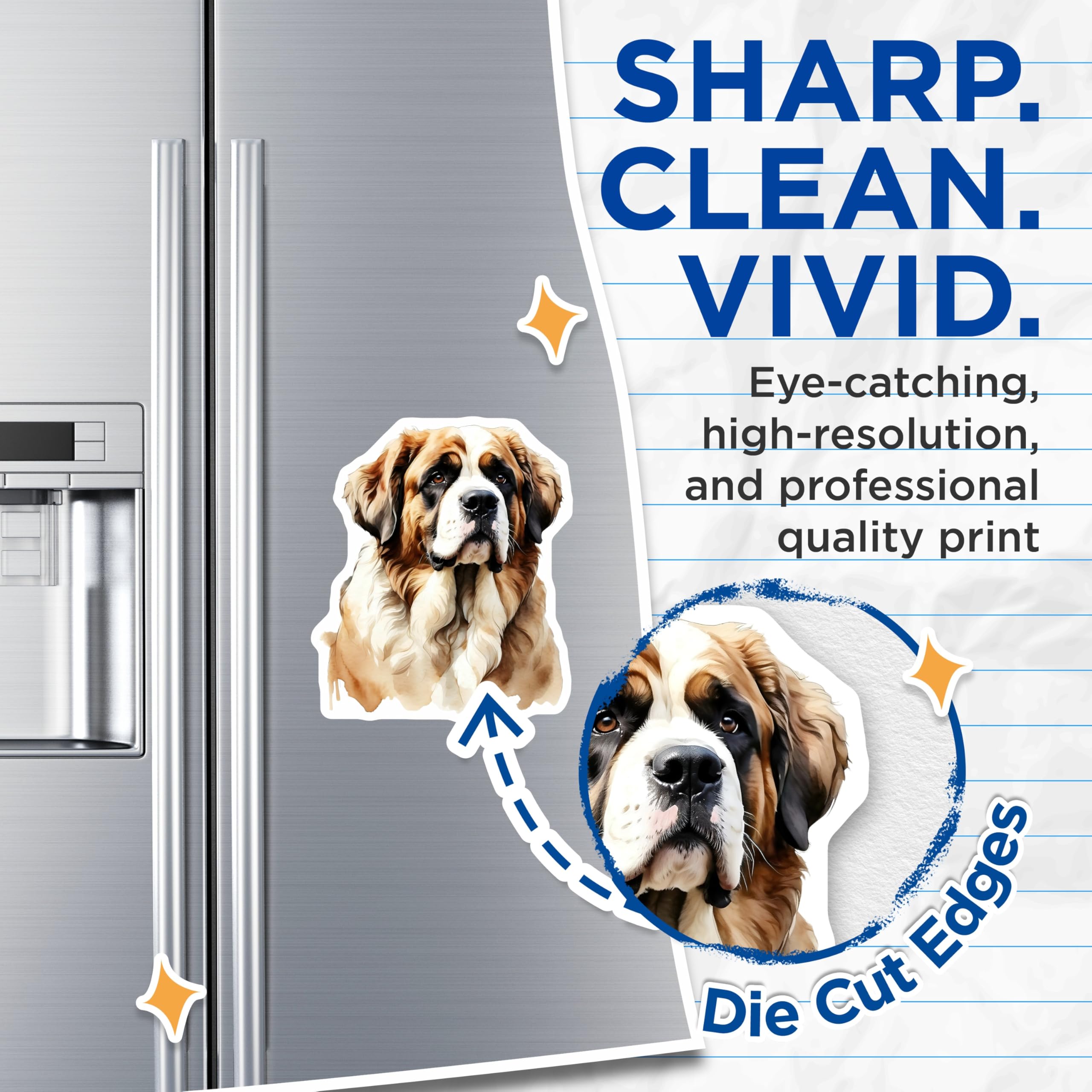 (2 Pack) Saint Bernard Dog Magnets - Pet Lover Decor - Refrigerator Home Accessories - 5" On Longest Side - Premium Magnet - for Cars, Refrigerators, Toolboxes, Lockers - Made in USA - MAG15558